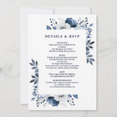 Blaue und weiße Blüten in einer Hochzeit Einladung (Rückseite)