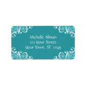 Blaue und weiße Blütenfarben Adressaufkleber (Vorne)