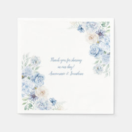 Blaue und weiße Blütenhochzeit Napkins Serviette