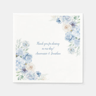 Blaue und weiße Blütenhochzeit Napkins Serviette