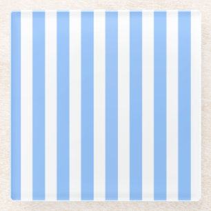 Blaue und weiße Bonbonstreifen Glasuntersetzer