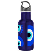 Blaue und weiße böse Augen Muster Edelstahlflasche (Rückseite)