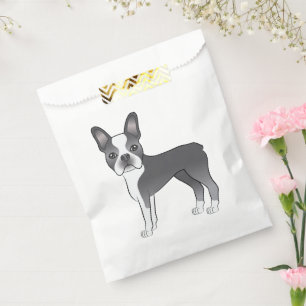 Blaue und weiße Boston Terrier Hund Illustration Geschenktütchen