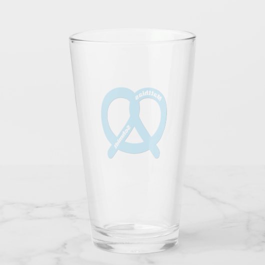 Blaue und weiße Bretzel Funny Brezel Oktoberfest Glas (Rückseite)