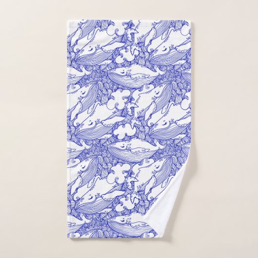 Blaue und weiße Buckelwale Badhandtuch Set (Handtuch)