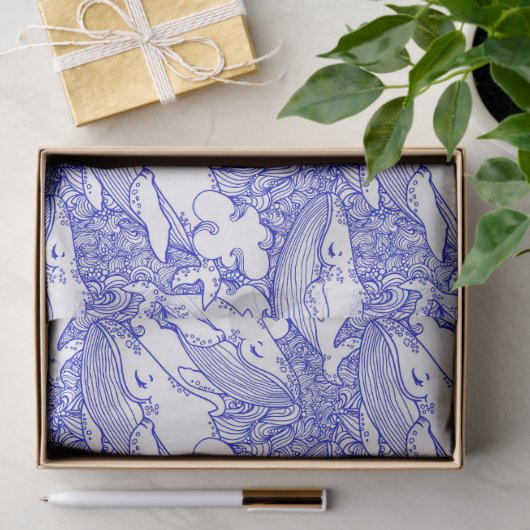Blaue und weiße Buckelwale Seidenpapier (Geschenk)