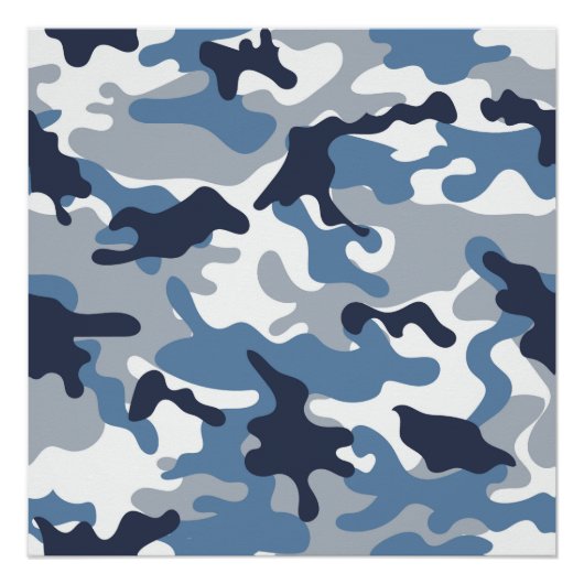 Blaue und weiße Camouflage Poster (Vorderseite)
