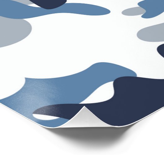 Blaue und weiße Camouflage Poster (Ecke)