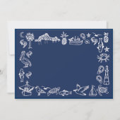 Blaue und weiße Charleston-Toile-Grenze Einladung (Rückseite)