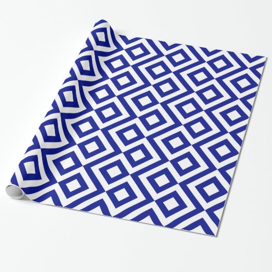 Blaue und weiße Chevronen Geschenkpapier (Ungerollt)