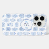 Blaue und weiße China drucken Monogramm Aquarell Case-Mate iPhone Hülle (Rückseite (Horizontal))