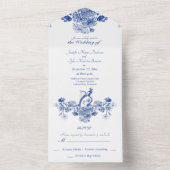 Blaue und weiße China Muster mit Bird All In One Einladung (Innen Boden)