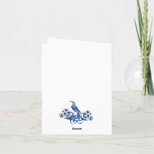 Blaue und weiße China Muster Mit Monogramm Karte (Rückseite)