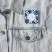 blaue und weiße Chinoiserie Antik Muster Braut Button (Beispiel)