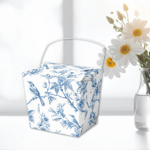 Blaue und weiße Chinoiserie Blumenvögel Geschenkschachtel