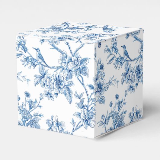 Blaue und weiße Chinoiserie Blumenvögel Geschenkschachtel (Vorderseite)