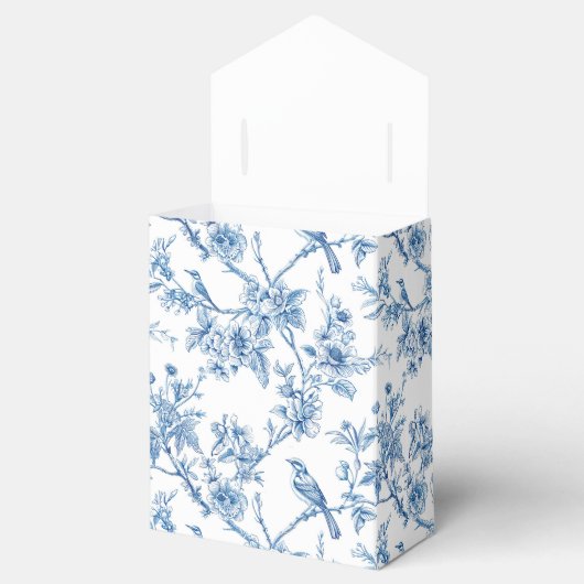 Blaue und weiße Chinoiserie Blumenvögel Geschenkschachtel (Geöffnet)