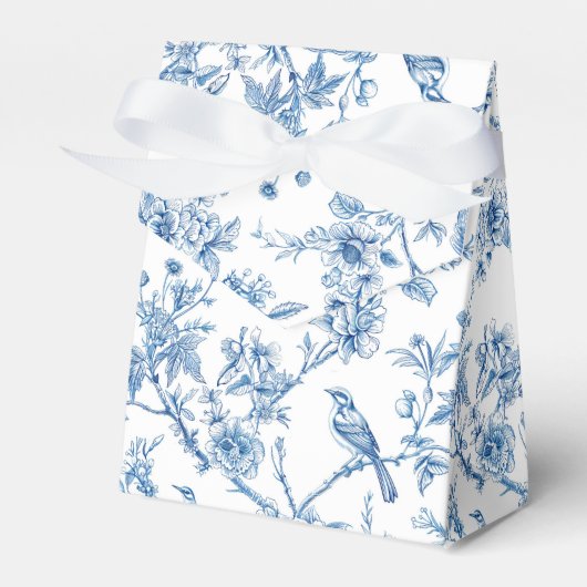 Blaue und weiße Chinoiserie Blumenvögel Geschenkschachtel (Vorderseite)