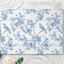 Blaue und weiße Chinoiserie Blumenvögel