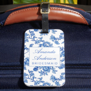 Blaue und weiße Chinoiserie-Brautjungferngeschenk Gepäckanhänger