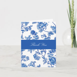 Blaue und weiße Chinoiserie-Brautparty  Dankeskarte