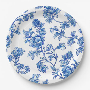 Blaue und weiße Chinoiserie-Brautparty  Pappteller