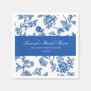Blaue und weiße Chinoiserie-Brautparty  Serviette