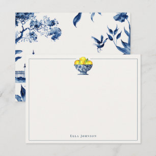 Blaue und weiße Chinoiserie Dankeskarte