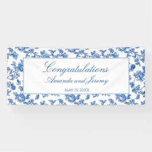 Blaue und weiße Chinoiserie-Hochzeit Banner