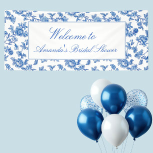 Blaue und weiße Chinoiserie-Hochzeitsdusche Banner