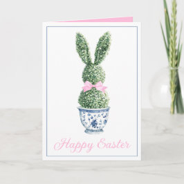 Blaue und weiße Chinoiserie mit Kaninchen-Topiar Karte