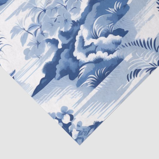 Blaue und weiße Chinoiserie Muster Seidenpapier (Ausschnitt)