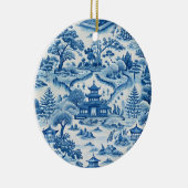 Blaue und weiße Chinoiserie Weihnachten Keramik Ornament (Rechts)