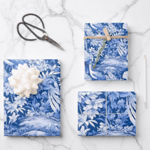 Blaue und Weiße Chinoserie-Serie Design 8 Geschenkpapier Set