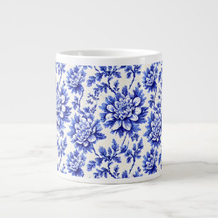 Blaue und weiße Chrysantheme französisches Landhau Jumbo-Tasse