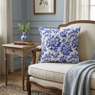 Blaue und weiße Chrysantheme französisches Landhau Kissen