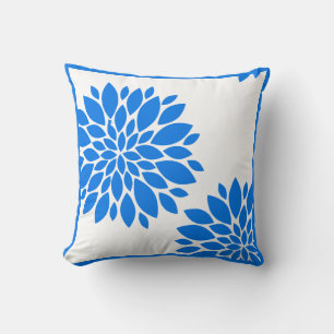 Blaue und Weiße Chrysanthemen-Kissen Kissen