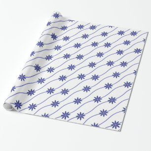Blaue und weiße Daisketten Muster Papier Geschenkpapier