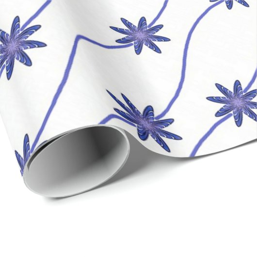 Blaue und weiße Daisketten Muster Papier Geschenkpapier (Rolleneckpunkt)