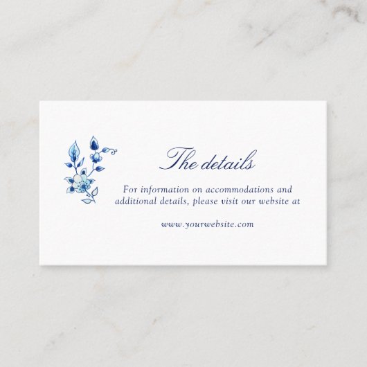 Blaue und weiße Delft Hochzeitskarte Platzkarte (Vorderseite)