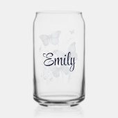 Blaue und weiße Delft-Kunstschmetterlinge mit Blum Dosenglas (Rückseite)