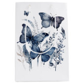 Blaue und weiße Delft-Kunstschmetterlinge mit Blum Mittlere Geschenktüte (Vorderseite)