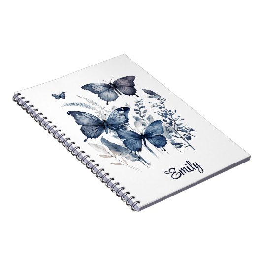 Blaue und weiße Delft-Kunstschmetterlinge mit Blum Notizblock (Rechte Seite)