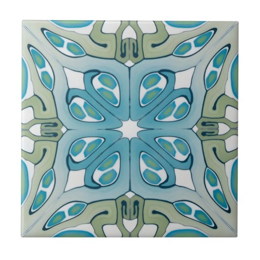 Blaue und weiße delikate Fliesen (Vorderseite)