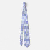 Blaue und weiße Diagonal Streifen Neck Tie Krawatte (Rückseite)