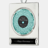 Blaue und weiße Diamanten Banner-Ornament Silber (Links)