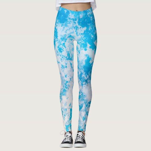 Blaue und weiße Eisoberfläche Leggings (Vorderseite)
