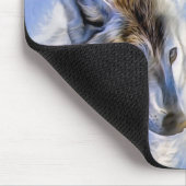 Blaue und weiße Eiswölfe mit Goldfolienstruktur Mousepad (Ecke)