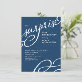 Blaue und weiße Elegante Geburtstagsparty Einladung (Stehend Vorderseite)