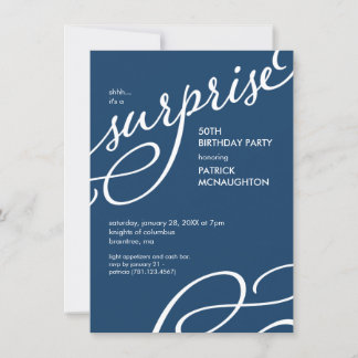 Blaue und weiße Elegante Geburtstagsparty Einladung
